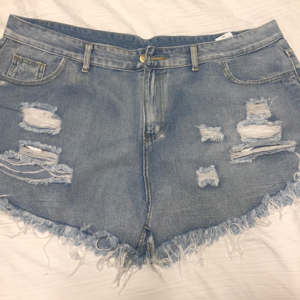Light wash jean shorts